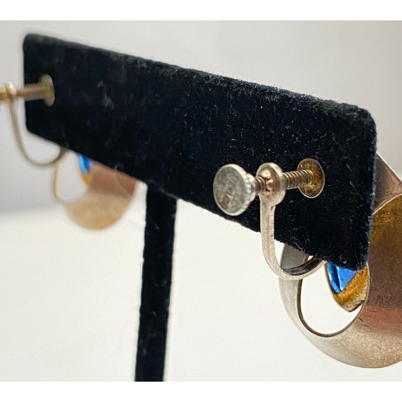 Sterling Silver Earrings Central Clear Blue Faceted Marquise Stone - Picture 6 of 11